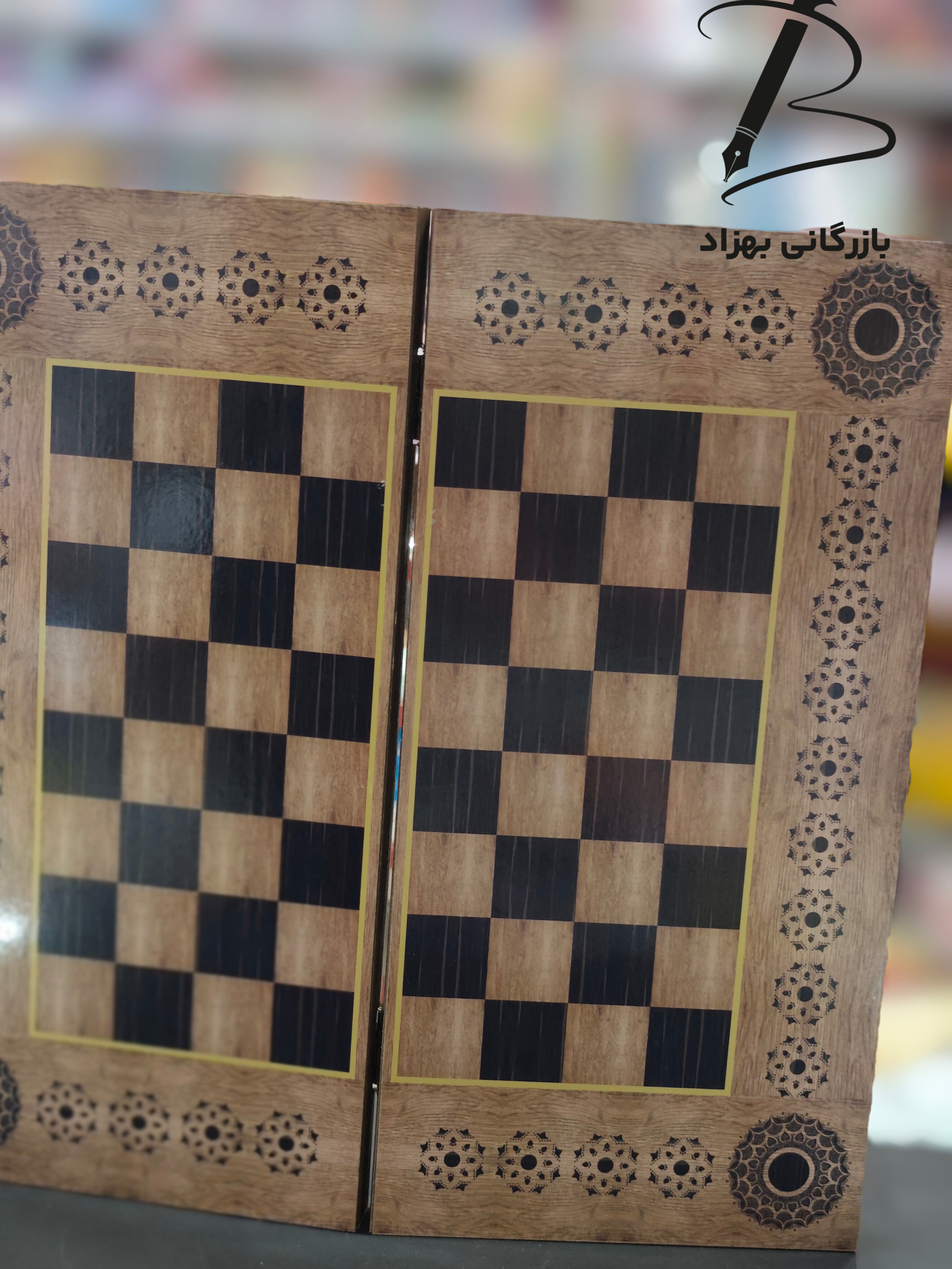 تخته نرد و شطرنج قفل دار 50 سانتی حرفه ای چوبی بدون مهره کد 1